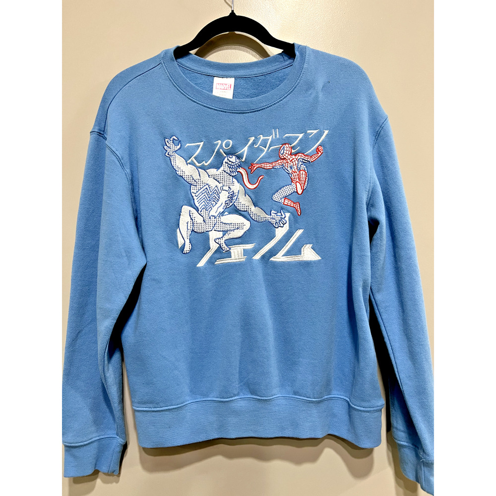 Marvel/Disney Spiderman/Venom Blue Sweatshirt with Japanese letter Disney size M